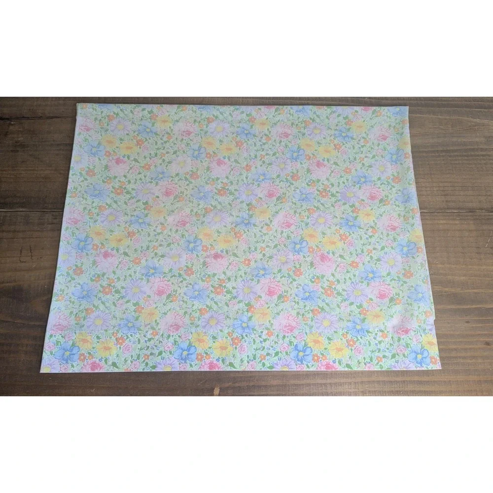Burlington Vintage Floral Pillowcase Pastel Pink Blue Yellow Standard Percale